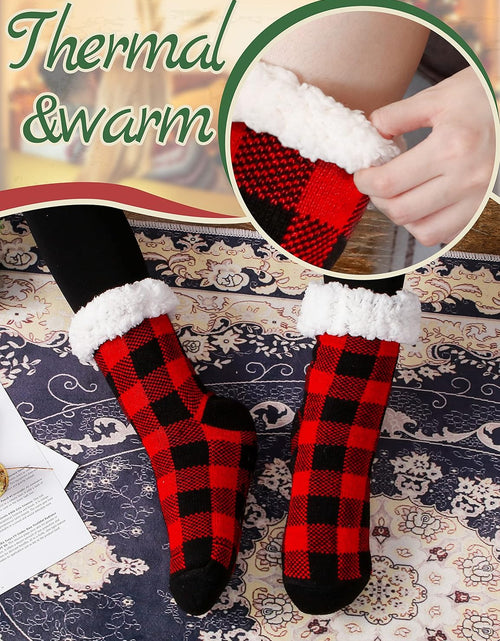 Load image into Gallery viewer, ANTSNAG Womens Slipper Socks Fuzzy Fluffy Cabin Cozy Winter Thick Warm Comfy Fleece Soft Grips Christmas Socks
