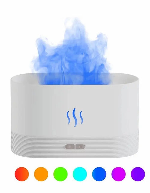 Load image into Gallery viewer, Ultrasonic Humidifier with 7 Colors Flame Lights,Essential Oil Diffuser,White
