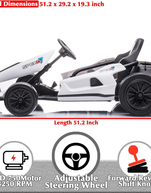 Load image into Gallery viewer, Electric Go Kart 24V Battery Powered Pedal Go Karts for 6+ Kids Adults Ride on Car Electric Vehicle Car Racing Drift Car for Boys Girls, White
