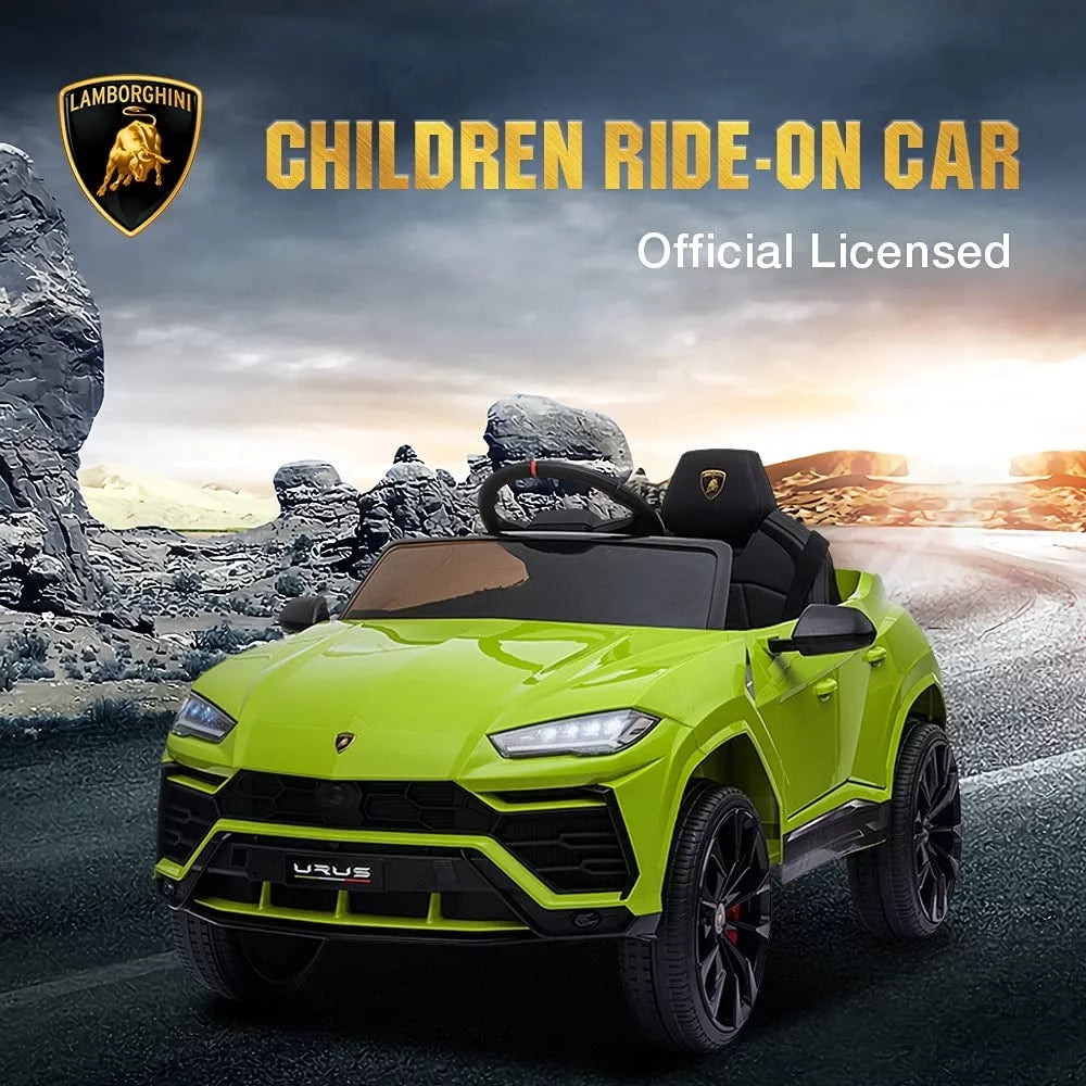 Ride on Toys for Kids, 12V Lamborghini Urus Power Ride on Truck Cars with Remote Control, Horn, Radio, USB Port, AUX, Spring Suspension, Opening Door, LED Light - Blue, CL61