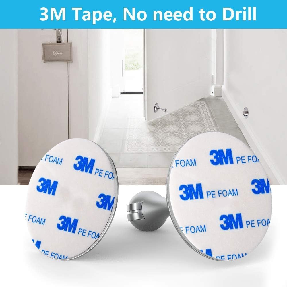 Door Stopper, Magnetic Door Stop, Stainless Steel, Magnetic Door Catch, 3M Double-Sided Adhesive Tape, No Drilling, Screws for Stronger Mount, Hold Your Door Open, for Wide Doors (2)