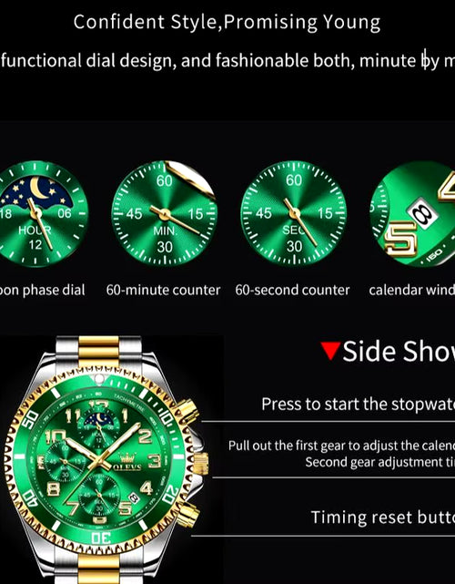 Load image into Gallery viewer, Men&#39;S Watches Classic Multifunctional Chronograph Original Quartz Wristwatch Moon Phase 24 Hour Waterproof Watches Man NEW
