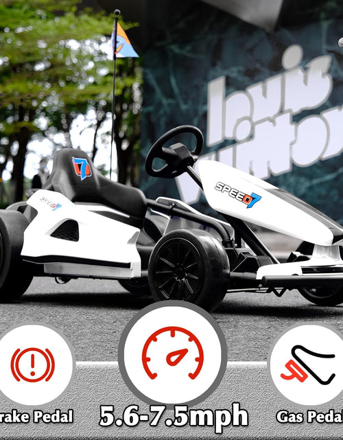 Load image into Gallery viewer, Electric Go Kart 24V Battery Powered Pedal Go Karts for 6+ Kids Adults Ride on Car Electric Vehicle Car Racing Drift Car for Boys Girls, White
